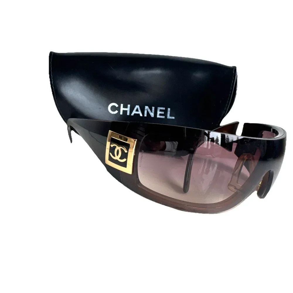 Chanel Shield 5085 Sunglasses Brown Gradient CC Logo Oversized Y2K Designer COA - Picture 6 of 16
